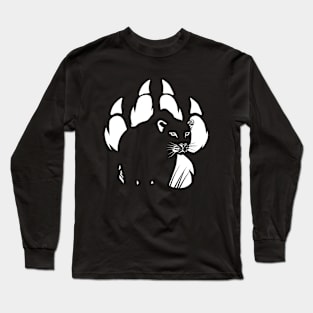 Black Panther silhouette and paw illustration Long Sleeve T-Shirt